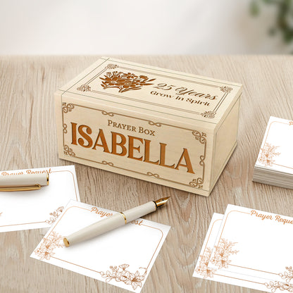 Netecom Personalized Birthday Prayer Box with Custom Name & Age, Christian Birthday Gift with Cross and 100 Prayer Request Cards, Faith Keepsake Grow in Spirit