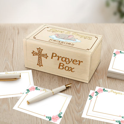 Netecom Baby Prayer Box with 100 Prayer Request Cards & Handheld Cross – Wooden Christian Prayer Box, Meaningful Gift for Parents with Baby, Hopes & Prayers for Our Child