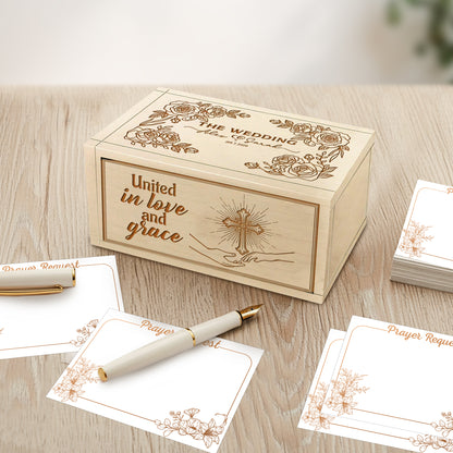 Netecom Personalized Couple Prayer Box with Custom Names and Wedding Date – 100 Prayer Request Cards, Christian Faith Keepsake, Spiritual Encouragement Gift for Him, Her