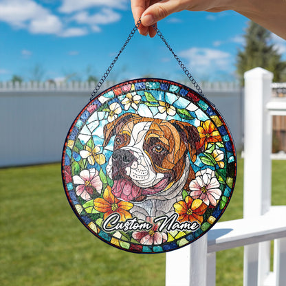 Netecom Personalized Pitbull Dog Ornament, Custom Pet Memorial Suncatcher, Pet Loss Remembrance Gift, Christmas Decoration