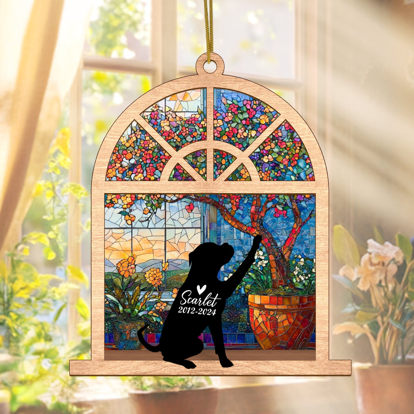 Netecom Personalized Boxer Memorial Suncatcher, Custom Boxer Ornament with Name & Date, Dog Loss Sympathy Gift, Pet Remembrance Gift