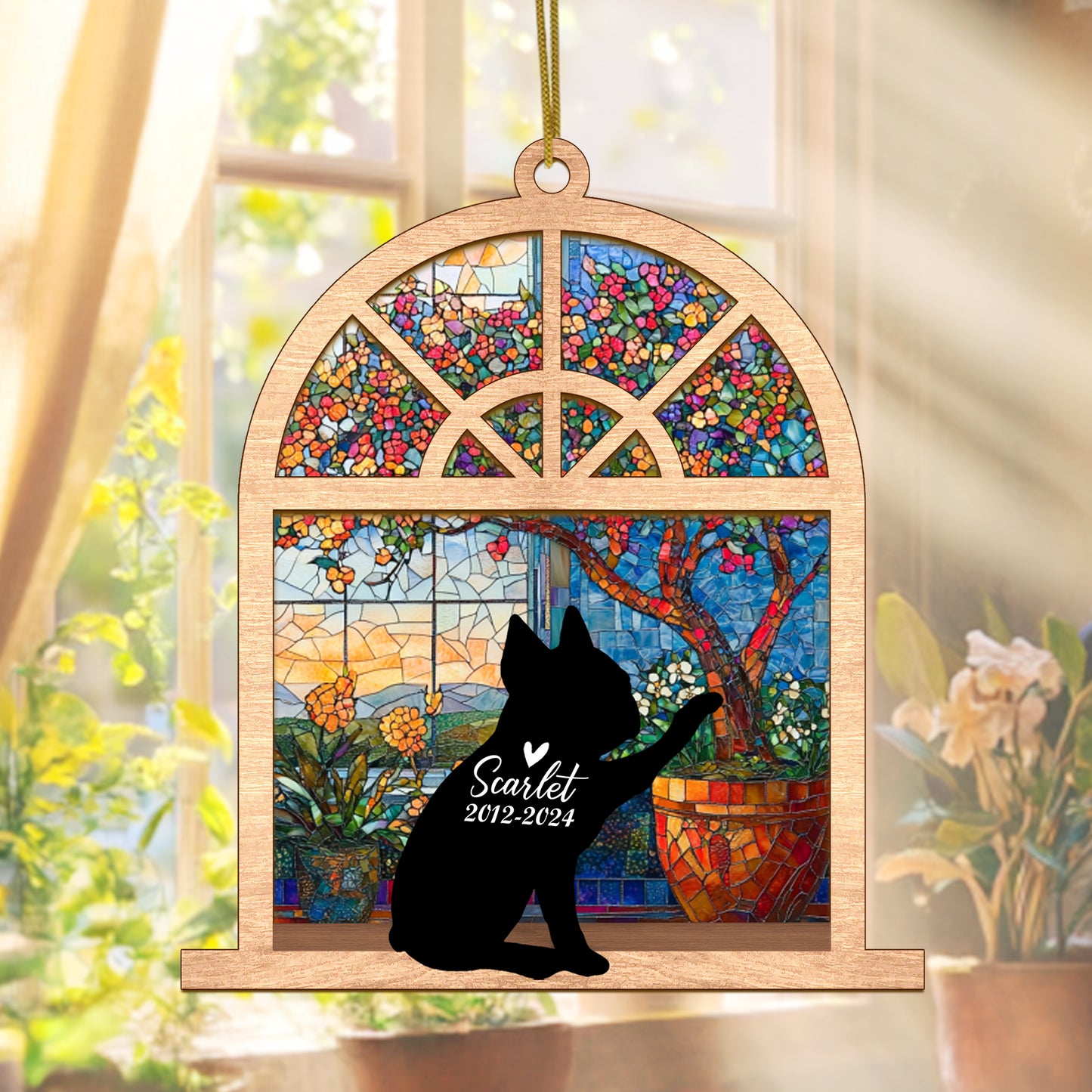 Netecom Personalized Boston Terrier Memorial Suncatcher, Custom Boston Terrier Ornament with Name & Date, Dog Loss Sympathy Gift, Pet Loss Keepsake