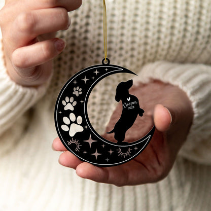 Netecom Dachshund Dog Memorial Suncatcher, Personalized Wiener Dog Ornament with Name Date, Dog Loss Sympathy Gift for Pet Loss Sun Catchers, Dog Grief Gift, Bereavement Gifts for Loss of Pet