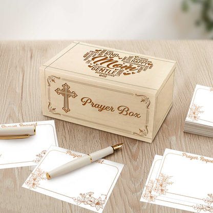 Netecom Personalized Mom Prayer Box with Custom Name Cross and 100 Prayer Request Cards, Christian Gift for Mom, Faith-Inspired Keepsake