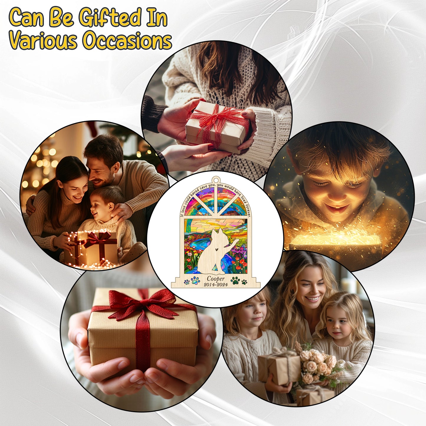 Netecom Personalized Boston Terrier Memorial Window Ornament, Custom Dog Ornament with Name Date, Pet Loss Remembrance Gift, Bereavement Gift for Dog Lovers