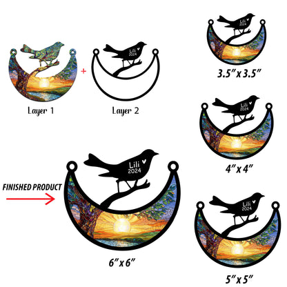 Netecom Personalized Bird Memorial Suncatcher, Custom Bird Ornament with Name Date, Pet Loss Remembrance Gifts, Sympathy Gift for Loss of Pet, Bereavement Gifts for Loss of Pet, Grief Gift