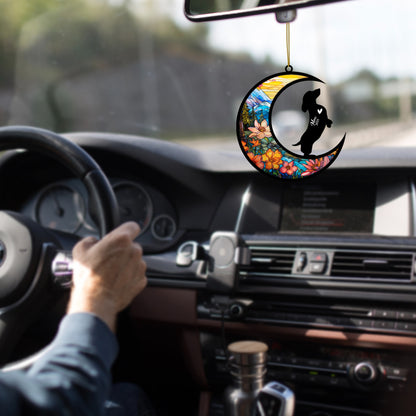 Netecom Pitbull Memorial Suncatcher, Pitbull Christmas Ornament with Name Date, Personalized Pet Loss Stained Glass Light Catcher, Dog Memorial Ornament Loss of Pet Sympathy Gift, Dog Bereavement Gift