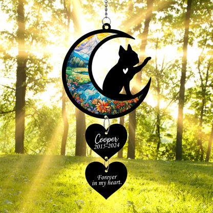Netecom Personalized Boston Terrier Moon Heart Memorial Ornament – Dog Loss Sympathy Gift, Pet Remembrance Keepsake