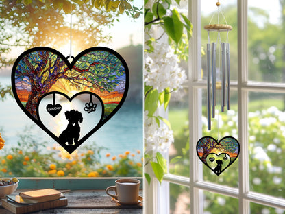 Netecom Personalized Maltese Dog Memorial Wind Chimes, Dog Name Suncatcher, Pet Bereavement Gift for Dog Lovers, Outdoor Garden Remembrance Decor