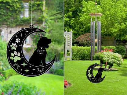 Netecom Cocker Spaniel Dog Wind Chimes Memorial, Personalized Pet Memorial Windchime for Dog Suncatcher, Pet Condolences Gift for Loss of Dog, Remembrance Gift, Sympathy Pet Wind Chimes Outdoor