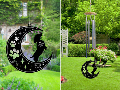 Netecom Dachshund Dog Wind Chimes Memorial, Personalized Wiener Dog Memorial Windchime for Dog Suncatcher, Pet Condolences Gift, Pet Remembrance Gift, Sympathy Dog Loss Wind Chimes Outdoor Garden