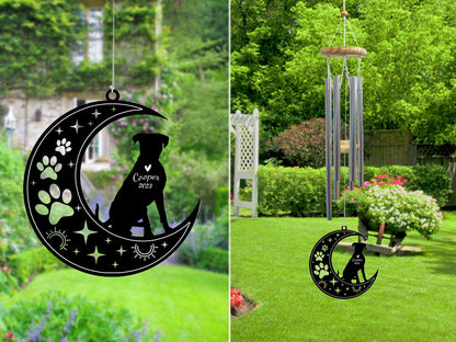 Netecom Boxer Dog Wind Chimes Memorial, Personalized Pet Memorial Windchime for Dog Suncatcher, Pet Condolences Gift for Loss of Dog, Pet Remembrance Gift, Sympathy Pet Wind Chimes Outdoor Garden