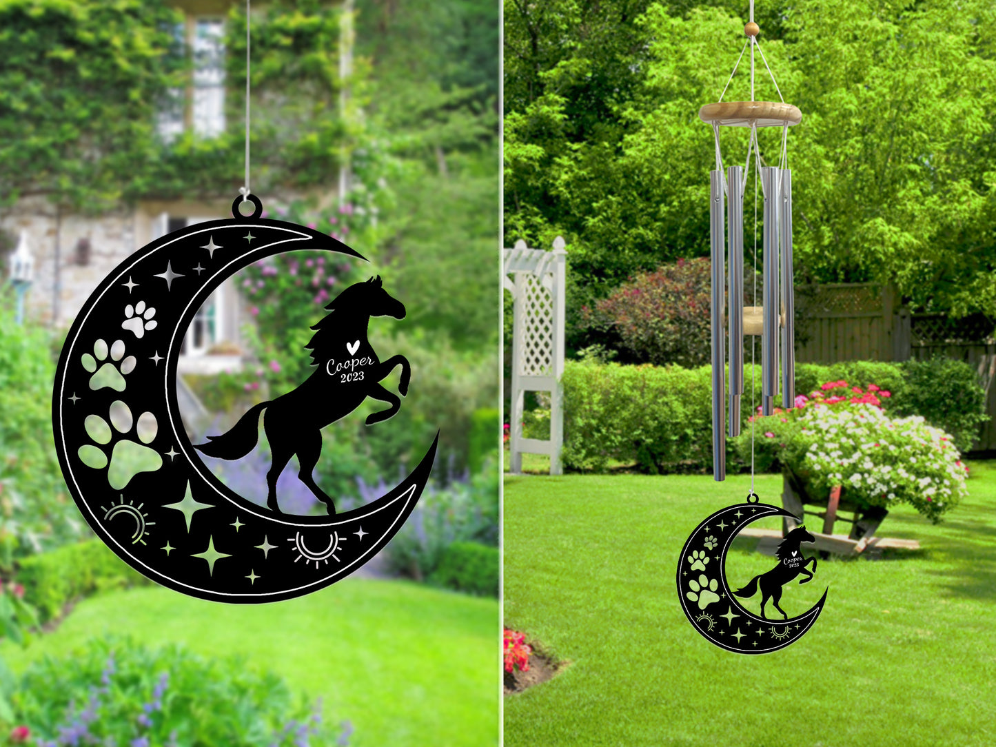 Netecom Horse Wind Chimes Memorial, Personalized Pet Memorial Windchime for Horse Suncatcher, Pet Condolences Gift for Loss of Horse, Pet Remembrance Gift, Sympathy Pet Wind Chimes Outdoor Garden