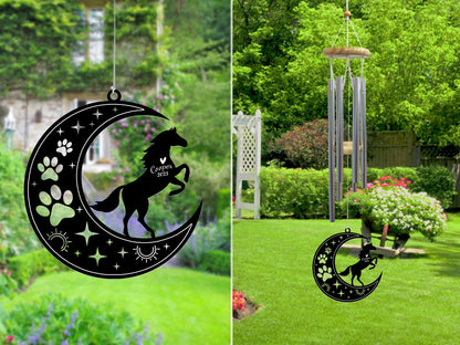 Netecom Horse Wind Chimes Memorial, Personalized Pet Memorial Windchime for Horse Suncatcher, Pet Condolences Gift for Loss of Horse, Pet Remembrance Gift, Sympathy Pet Wind Chimes Outdoor Garden