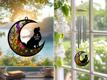 Netecom Golden Retriever Dog Wind Chimes Memorial, Pet Memorial Windchime for Dogs Suncatcher, Loss of Pet Remembrance Gift, Sympathy Wind Chimes Outside Garden Decor, Dog Passing Away Gifts