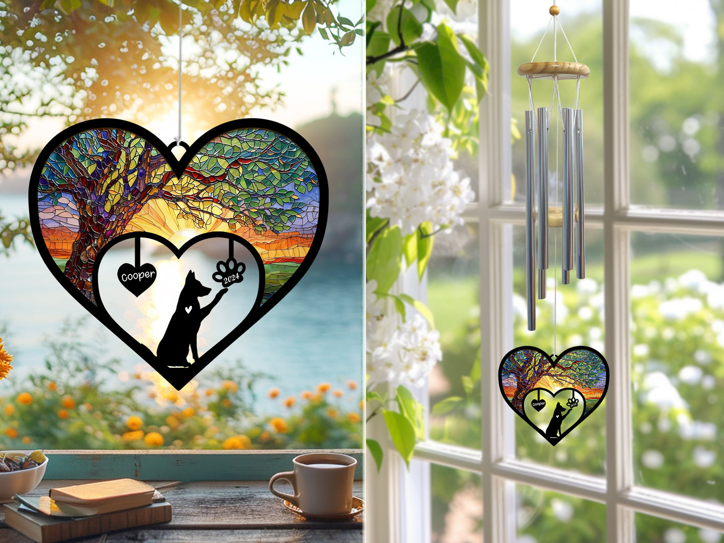 Netecom Personalized German Shepherd Dog Memorial Wind Chimes, Dog Name Suncatcher, Pet Bereavement Gift for Dog Lovers, Outdoor Garden Sympathy Decor