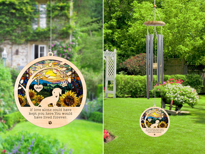Netecom Dachshund Dog Wind Chimes Memorial, Personalized Pet Memorial Wind Chimes for Dogs Suncatcher, Dog Loss Memorial Ornament, Sympathy Wind Chimes Outside Garden Decor, Loss of Pet Remembrance Gift