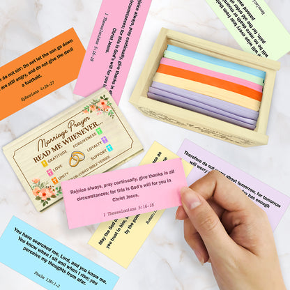 Netecom Bible Verse Box for Marriage with Prayer Cross, 150 Upgrade Bible Verse Cards Box Set for Emotions and Feelings, Anniversary Wedding Gift for Couple, Handmade Inspirational Prayer Box Gift