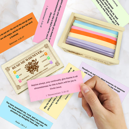 Netecom Personalized Bible Verse Box for 25 Years Birthday, Custom Name & Age, Engraved Wood Scripture Box with Pocket Cross, 150 Daily Bible Verse Cards, Christian Birthday Gift