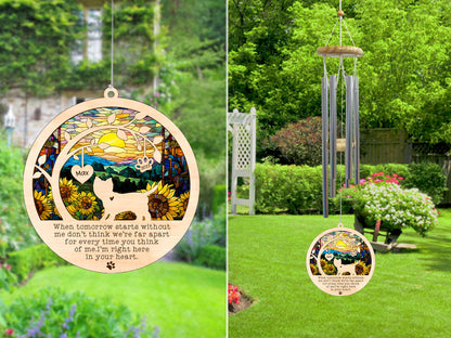 Netecom Westie Dog Wind Chimes Memorial, Personalized Pet Memorial for Dog Suncatcher, Dog Loss Memorial Ornament, Sympathy Windchime Outside Garden Decor, Loss of Pet Remembrance Gift