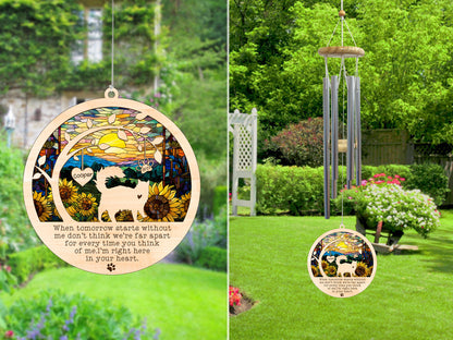 Netecom Cat Wind Chimes Memorial, Personalized Pet Memorial for Cat Suncatcher, Cat Loss Memorial Ornament, Sympathy Windchime Outside Garden Decor, Loss of Pet Remembrance Gift