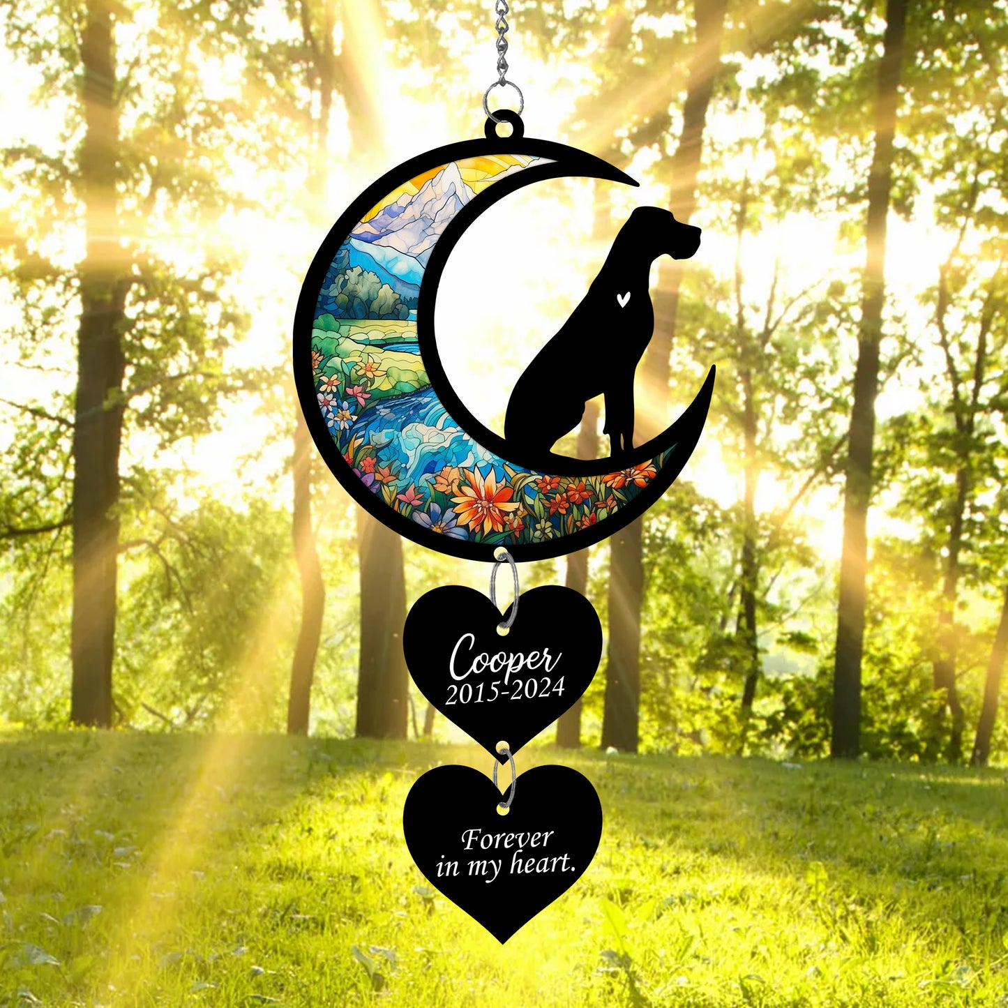 Netecom Personalized Great Dane Moon Heart Memorial Ornament – Dog Loss Gift, Pet Remembrance Keepsake
