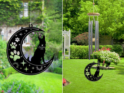 Netecom German Shepherd Dog Wind Chimes Memorial, Personalized Pet Memorial Windchime for Dog Suncatcher, Pet Condolences Gift for Loss of Dog, Pet Remembrance Gift, Sympathy Pet Wind Chimes Outdoor