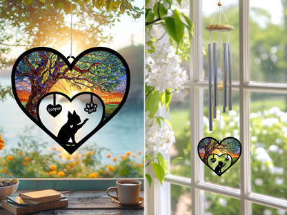 Netecom Personalized Boston Terrier Dog Memorial Wind Chimes, Dog Name Suncatcher, Pet Sympathy Gift for Loss of Dog Lovers, Outdoor Garden Memorial Decor