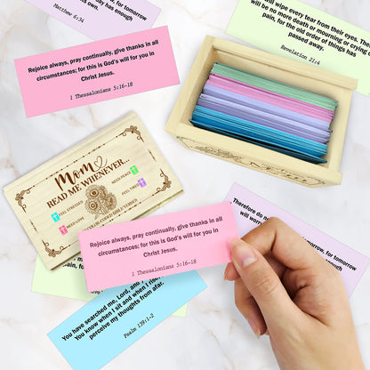 Netecom Bible Verses Box for Mom with Prayer Cross, 150 Upgrade Bible Verse Cards Box Set for Emotions and Feelings, 4 Emotional Themes, Religious Gift for Mother, Encouragement & Love