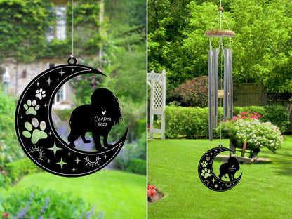 Netecom Cavalier King Charles Spaniel Dog Wind Chimes Memorial, Personalized Pet Memorial Windchime for Dog Suncatcher, Pet Condolences Gift Loss of Dog, Remembrance Gift, Sympathy Pet Wind Chimes