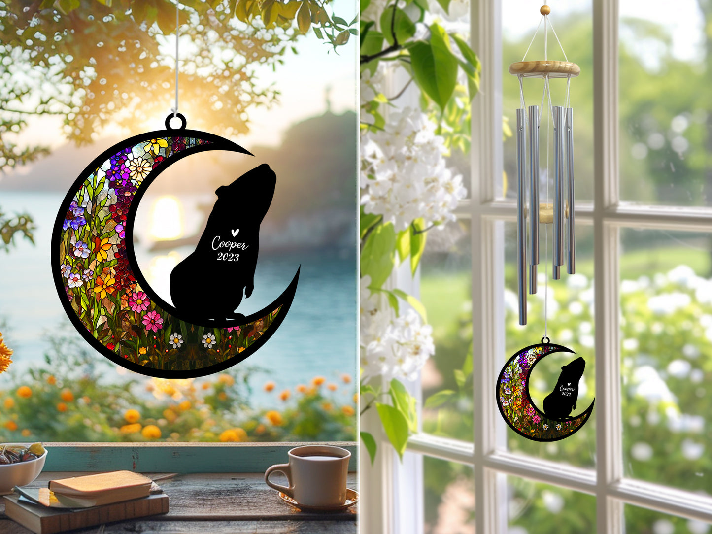 Netecom Guinea Pig Wind Chimes Memorial, Personalized Pet Memorial Windchime for Guinea Pig Suncatcher, Loss of Pet Remembrance Gift, Sympathy Wind Chimes Outside Garden Decor