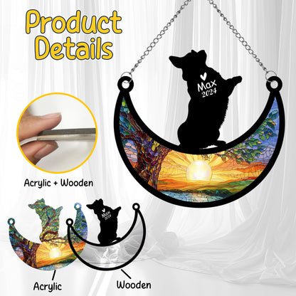 Netecom Personalized Corgi Memorial Suncatcher, Custom Corgi Ornament with Name Date, Dog Loss Sympathy Gift, Pet Loss Remembrance Gifts, Bereavement Gifts for Loss of Pet, Dog Grief Gift