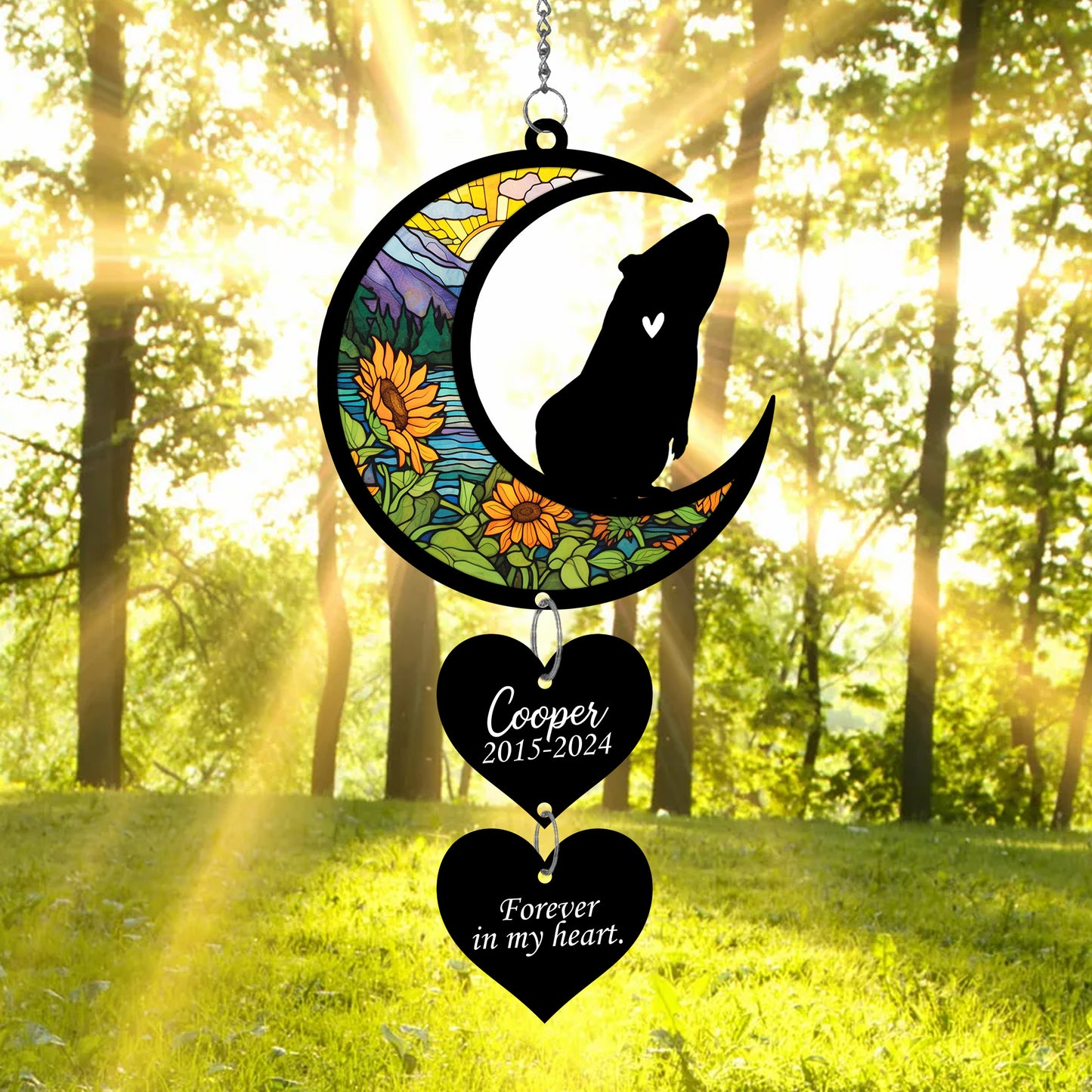 Netecom Personalized Guinea Pig Moon Heart Memorial Ornament – Pet Loss Sympathy Gift, Forever in My Heart Keepsake