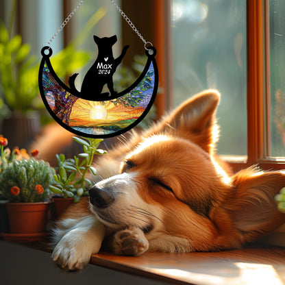 Netecom Personalized Husky Memorial Suncatcher, Custom Husky Ornament with Name Date, Dog Loss Sympathy Gift, Pet Loss Remembrance Gifts, Bereavement Gifts for Loss of Pet, Dog Grief Gift