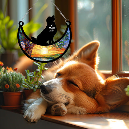 Netecom Personalized Golden Retriever Memorial Suncatcher, Custom Dog Ornament with Name Date, Dog Loss Sympathy Gift, Pet Loss Remembrance Gifts, Bereavement Gifts for Loss of Pet, Dog Grief Gift