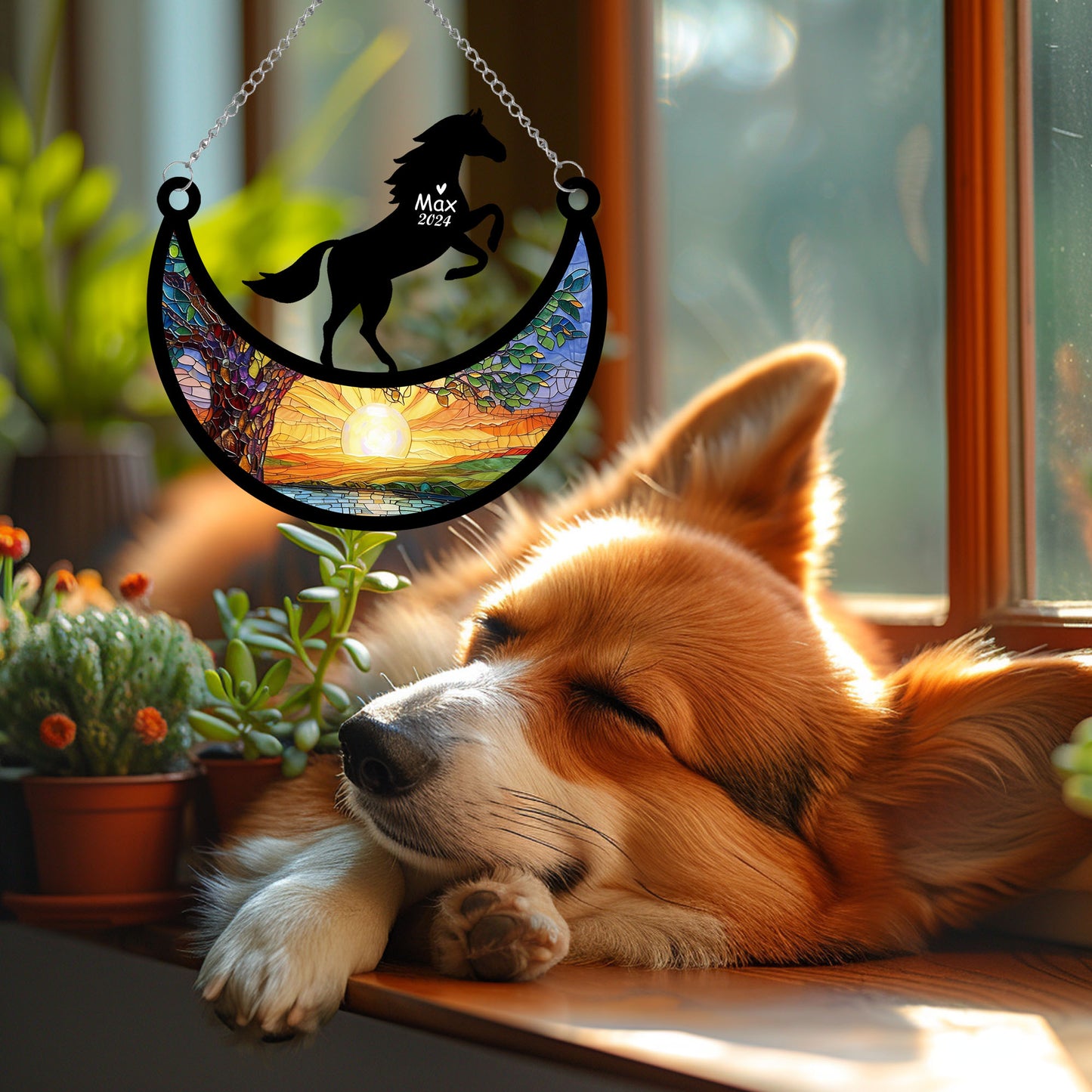 Netecom Personalized Horse Memorial Suncatcher, Custom Horse Ornament with Name Date, Pet Loss Sympathy Gift, Remembrance Gifts for Pet Loss, Horse Grief Gift