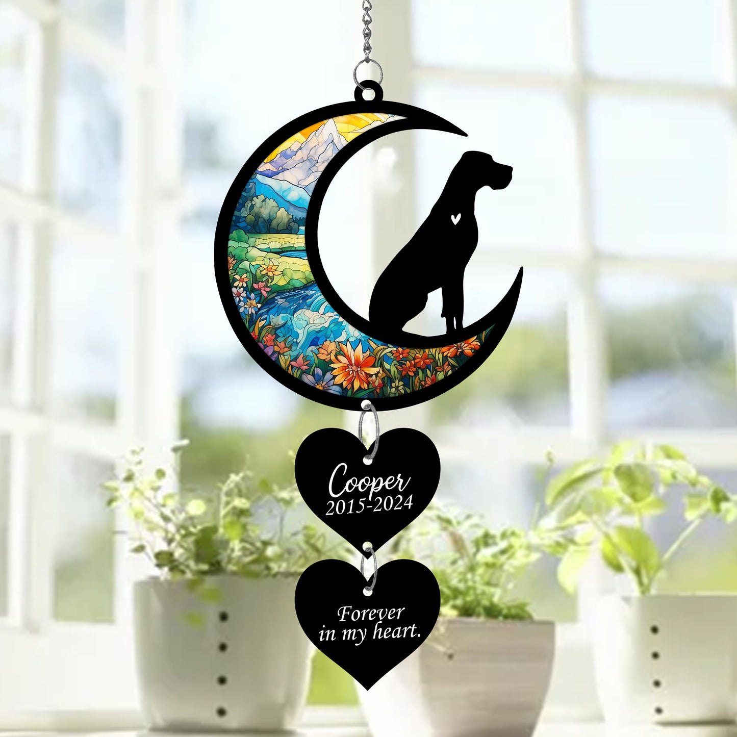 Netecom Personalized Great Dane Moon Heart Memorial Ornament – Dog Loss Gift, Pet Remembrance Keepsake