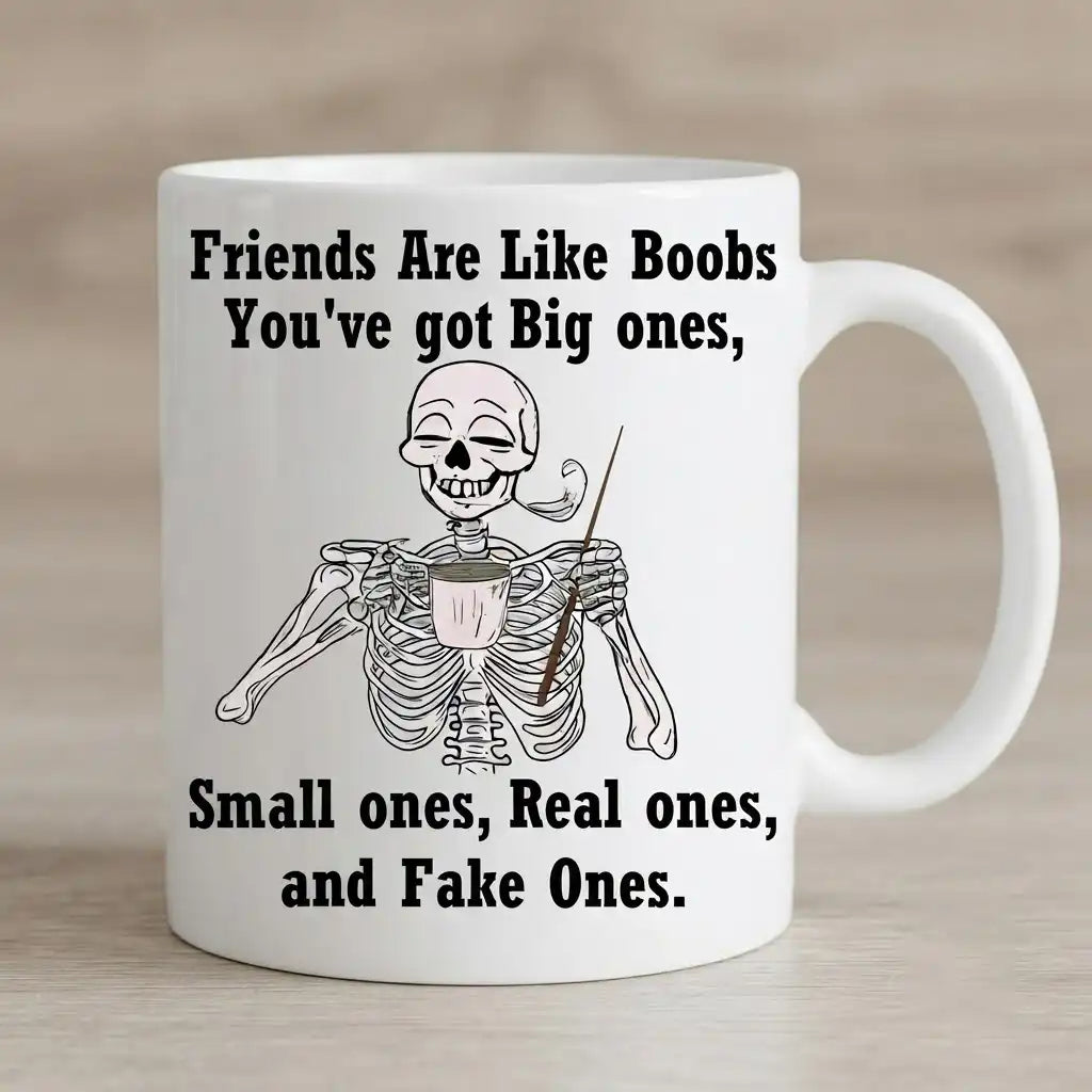 Funny Friends Coffee Mug, Sarcastic Friendship Gift, Humorous Skeleton Coffee Cup