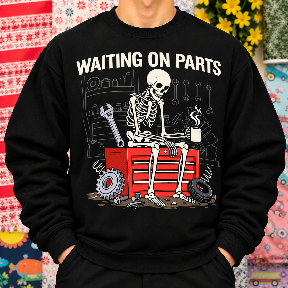 Waiting On Parts Skeleton Mechanic Shirt