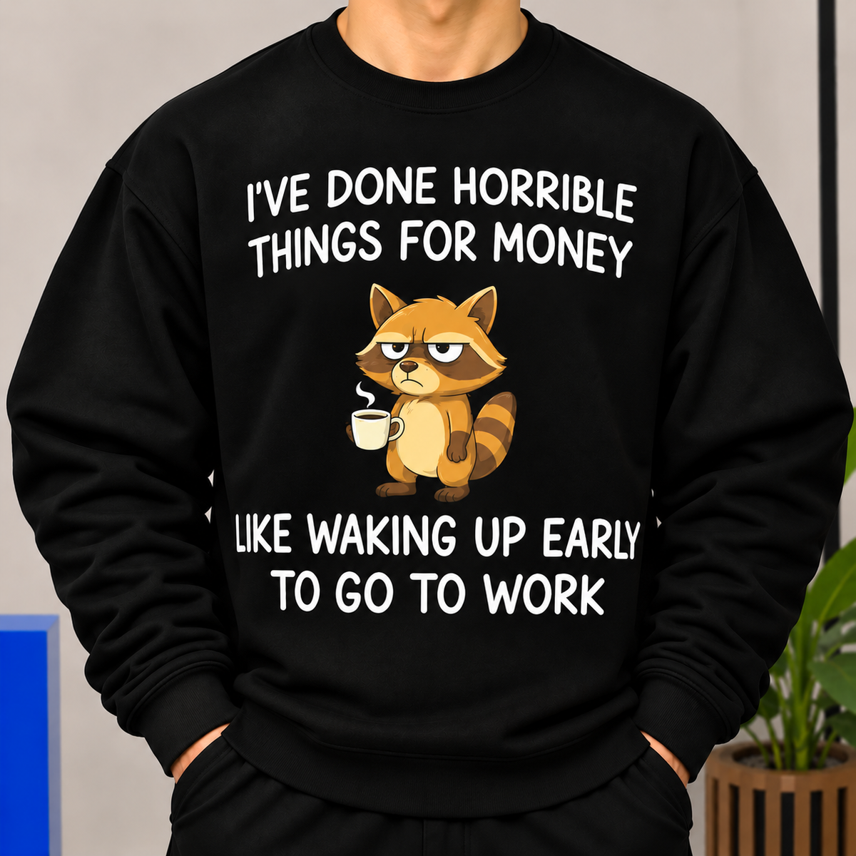 Funny Raccoon Coffee Shirt, Sarcastic Work Humor Graphic Tee