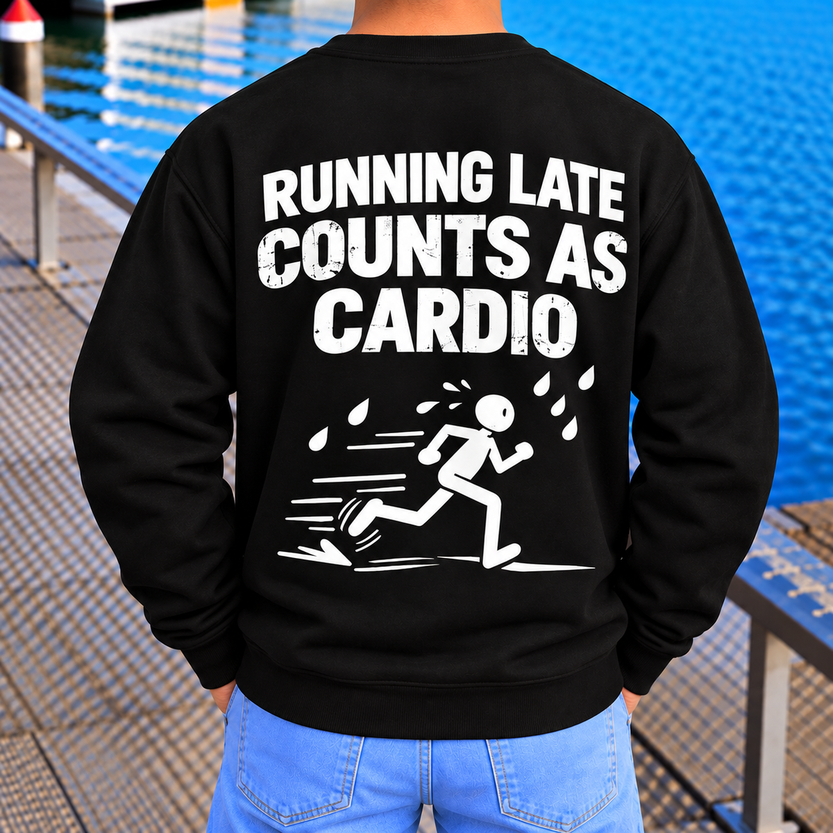 Funny Running Late Cardio Shirt, Fitness Humor Graphic Tee for Runners and Gym Lovers