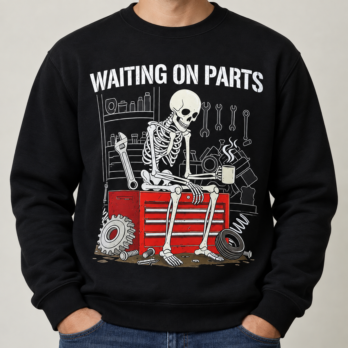 Waiting On Parts Skeleton Mechanic Shirt