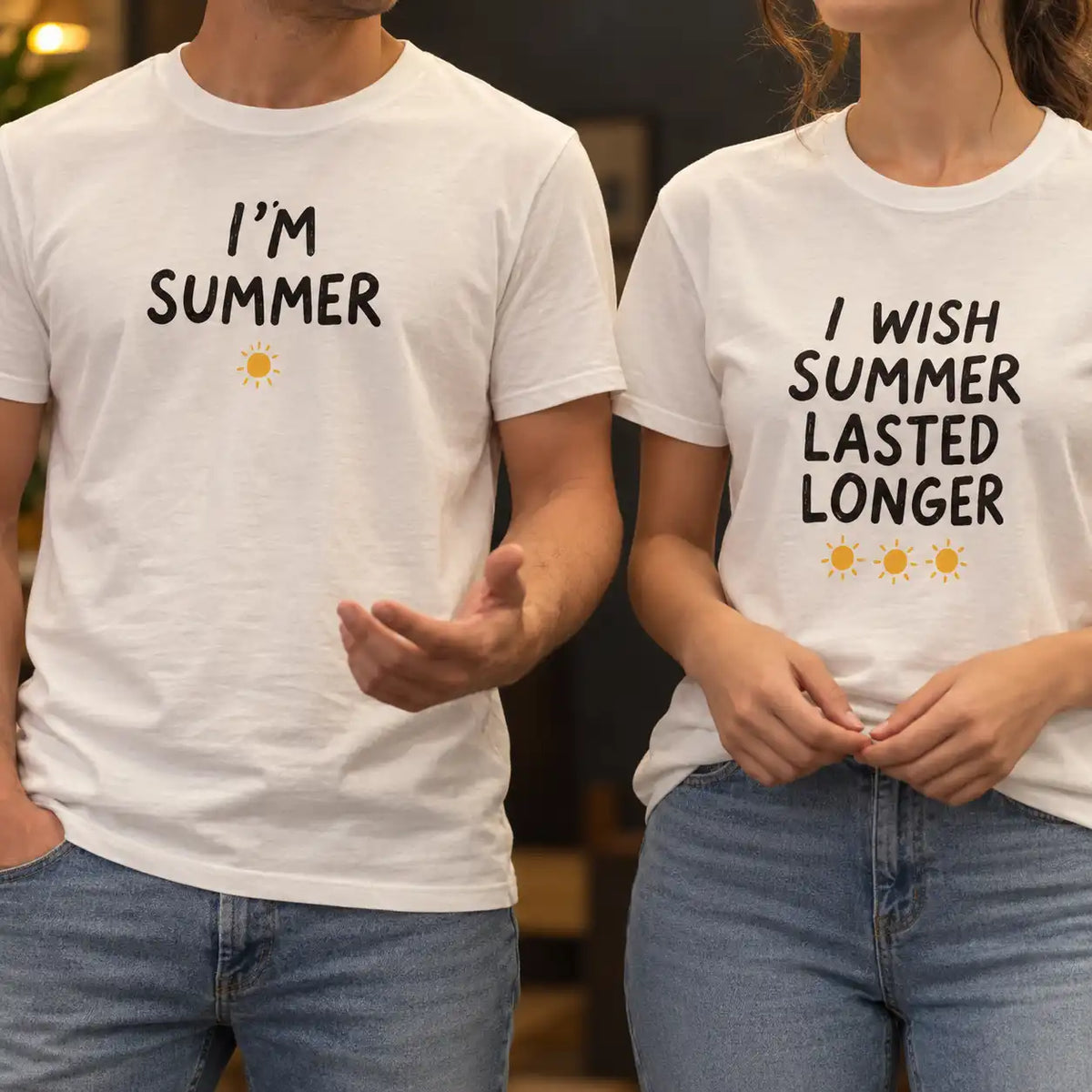 Funny Matching Summer Couple T-Shirt Set, His and Hers Vacation Tees