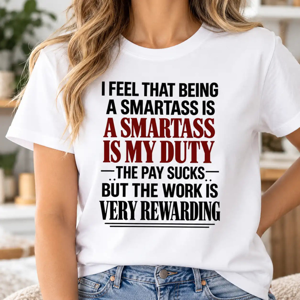 Funny Women's T-Shirt, Smartass Is My Duty Quote Tee, Sarcastic Humor Shirt, Sassy Attitude Gift for Women