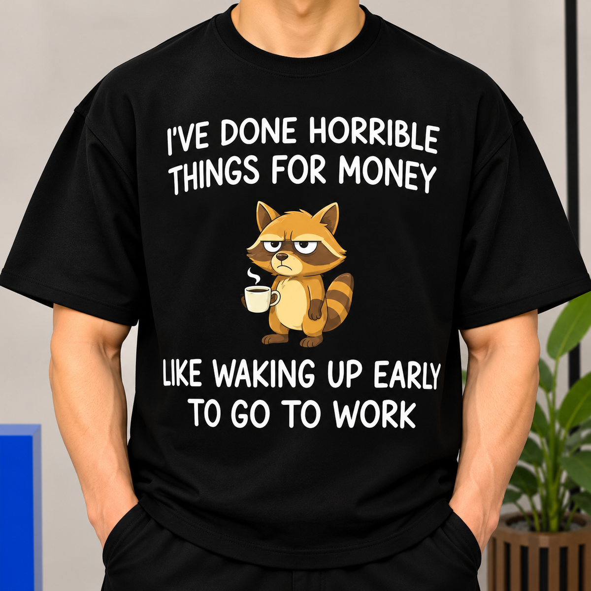 Funny Raccoon Coffee Shirt, Sarcastic Work Humor Graphic Tee