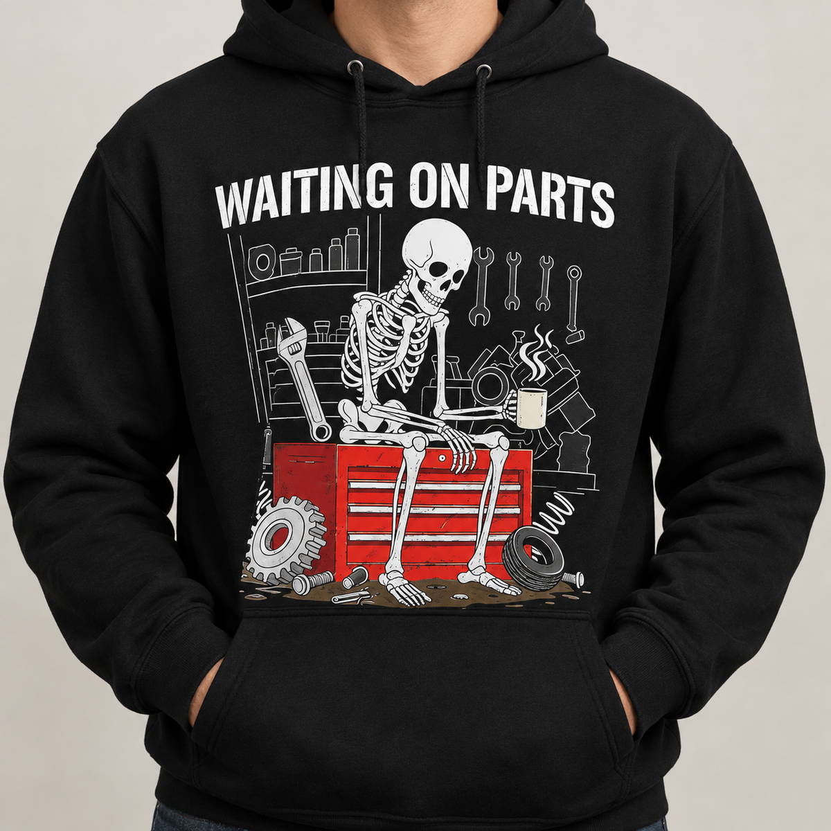 Waiting On Parts Skeleton Mechanic Shirt