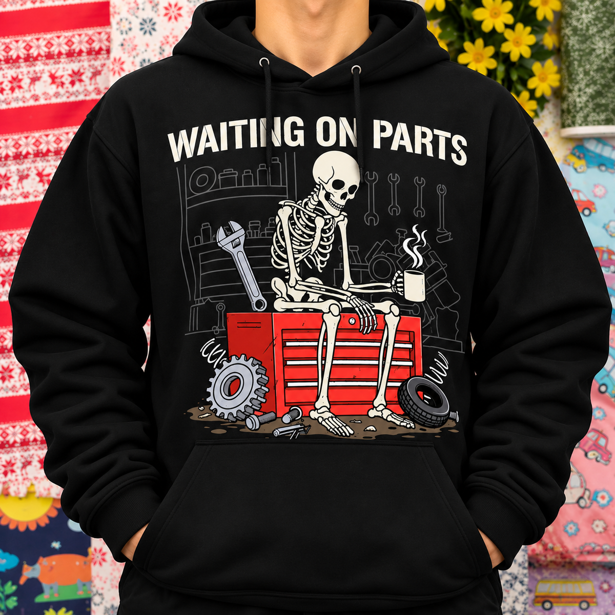 Waiting On Parts Skeleton Mechanic Shirt