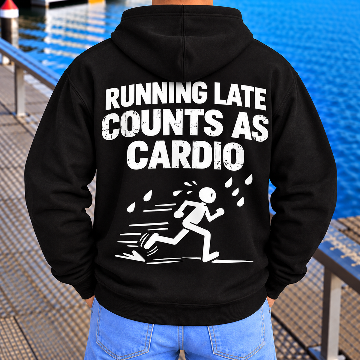 Funny Running Late Cardio Shirt, Fitness Humor Graphic Tee for Runners and Gym Lovers
