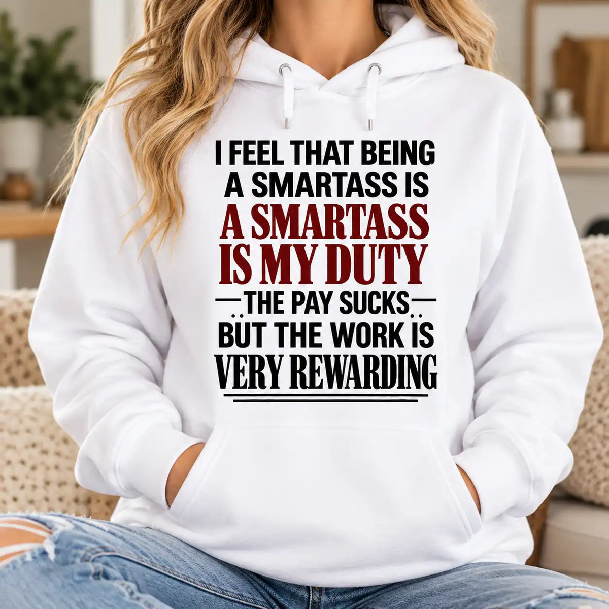 Funny Women's T-Shirt, Smartass Is My Duty Quote Tee, Sarcastic Humor Shirt, Sassy Attitude Gift for Women