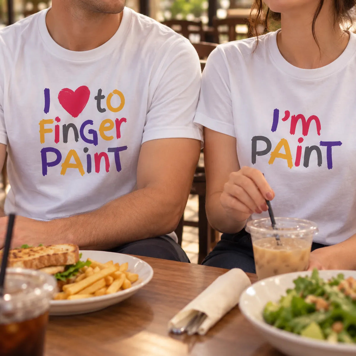 Creative Art Couple T-Shirt, Matching Painting Graphic Tee for Couples